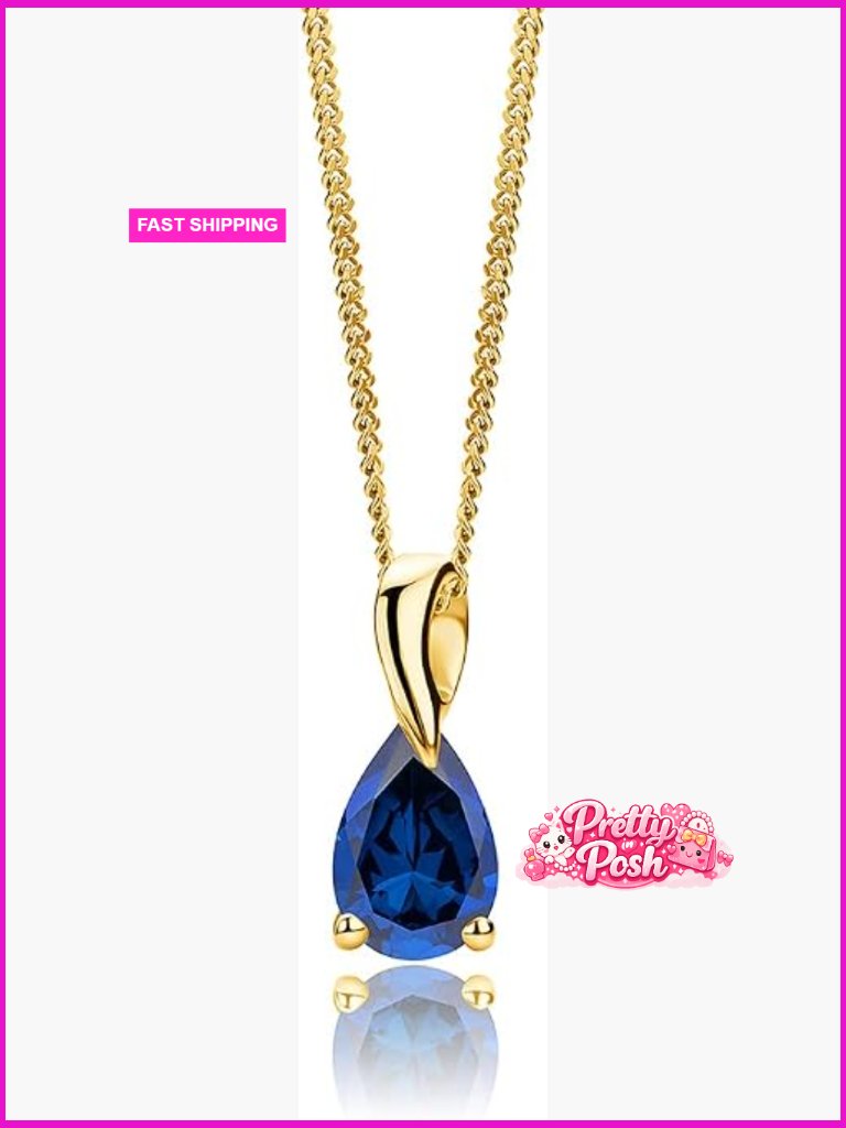 14k Yellow Gold & Silver Pendant Necklace With Pear-Shape Gemstone